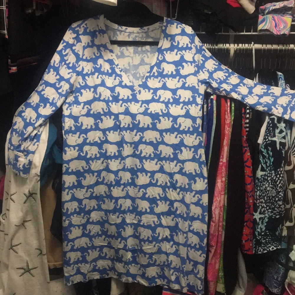 Lilly Pulitzer XL EUC dress blue tusk in sun print